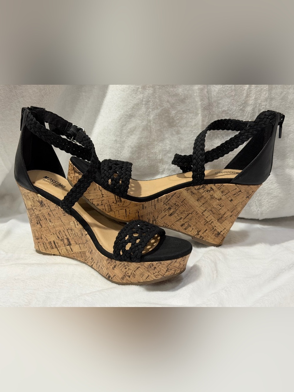 Mossimo Supply Co. Black Braided Cork Wedge Sandals - Picture 4 of 14